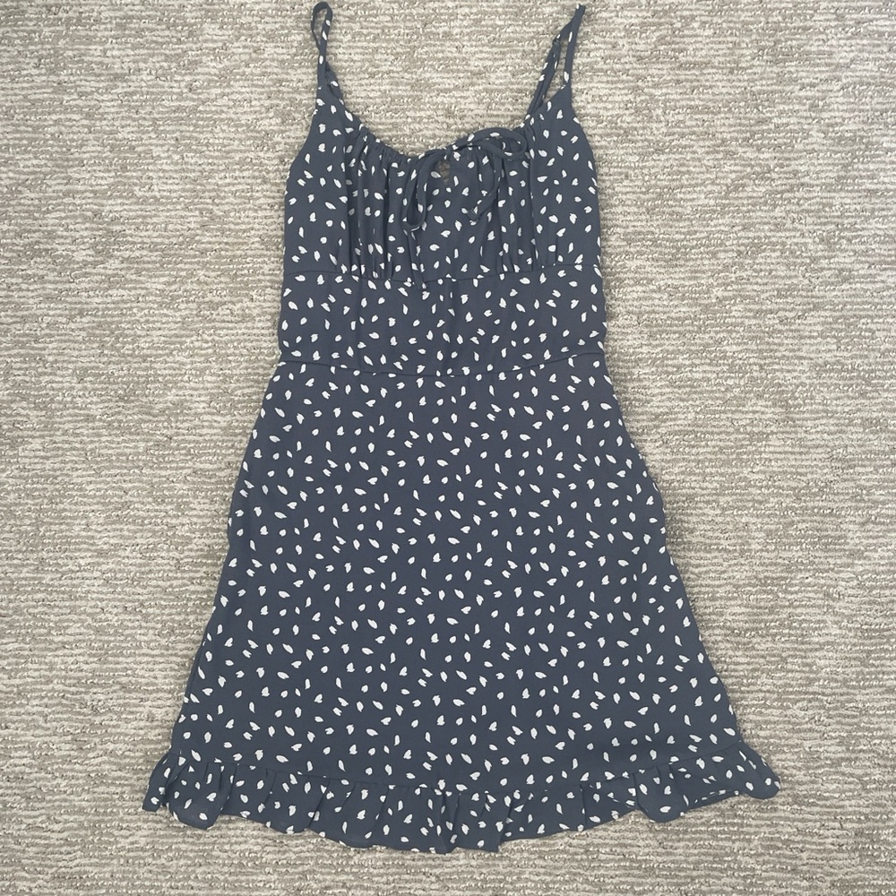 Abercrombie & Fitch Blue Sundress with White Polka Dots and Pockets